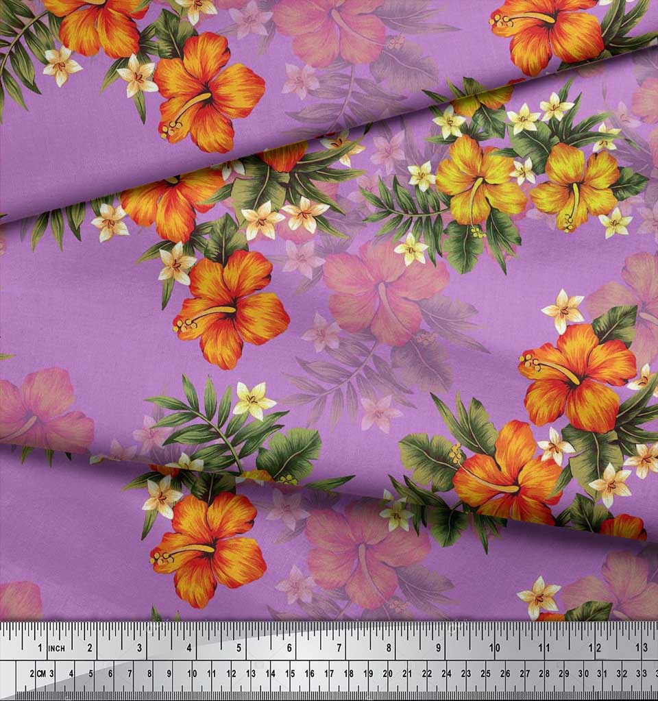 Soimoi Japońska krepa satynowa Tkanina w kwiaty i liście Tropikalne nadruki na metry 42 cale