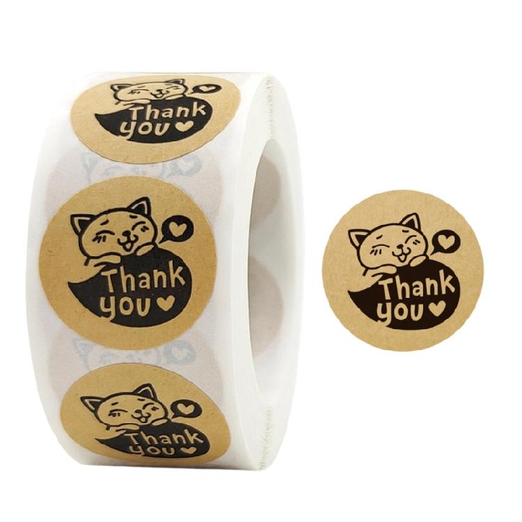 2.5cm Round Thank You Sticker 500Pcs Per Roll Adhesive Paper Labels For Holiday Greeting Card and Event Gift Packaging