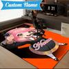 Custom Name Pink Hair Anime Anya Rug for Living Room, Game Rooms, Office, Bedroom, Floor Mat Playful Design, fan gifts Christmas decor