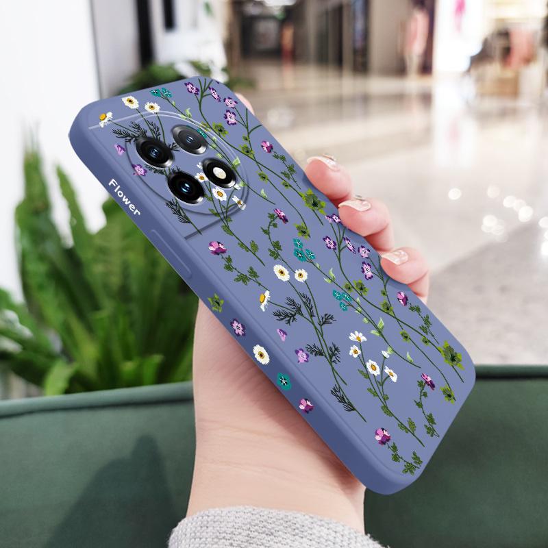 

Fresh Flower Vine Phone Case For Oneplus 13 13R 12 12R 11 11R 10 10R 10T 9R 9RT 9 8T 8 7 7T Pro 5G Liquid Silicone Cover OnePlus 13R 5G світло-синій колір