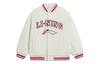 Li Ning Color Block Trim Stripes Letter Logo Sherpa Fleece Lined Jacket Unisex Ivory AFDSD31-1