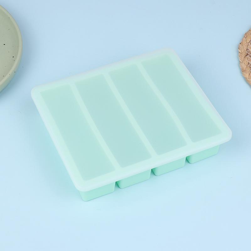 

4 сетки, длинный лоток для кубиков льда, многоразовая силиконовая форма для кубиков льда, без BPA, льдогенератор, пищевая силиконовая форма для кубиков льда зелёный