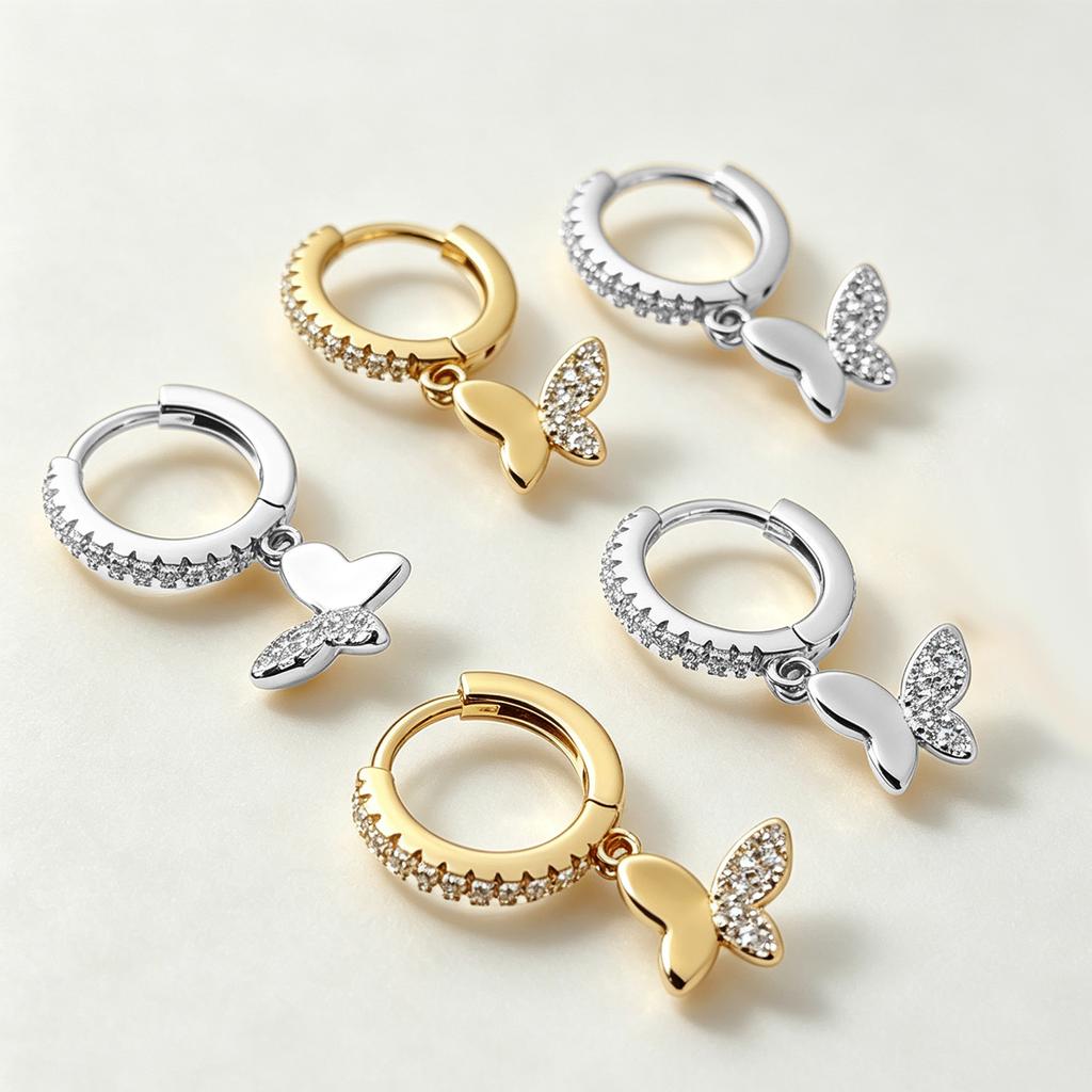 925 Sterling Silver Huggie Hoop Earrings Cactus Diamond Zircon Classic Gold Plated for Women for Weddings or Gifts