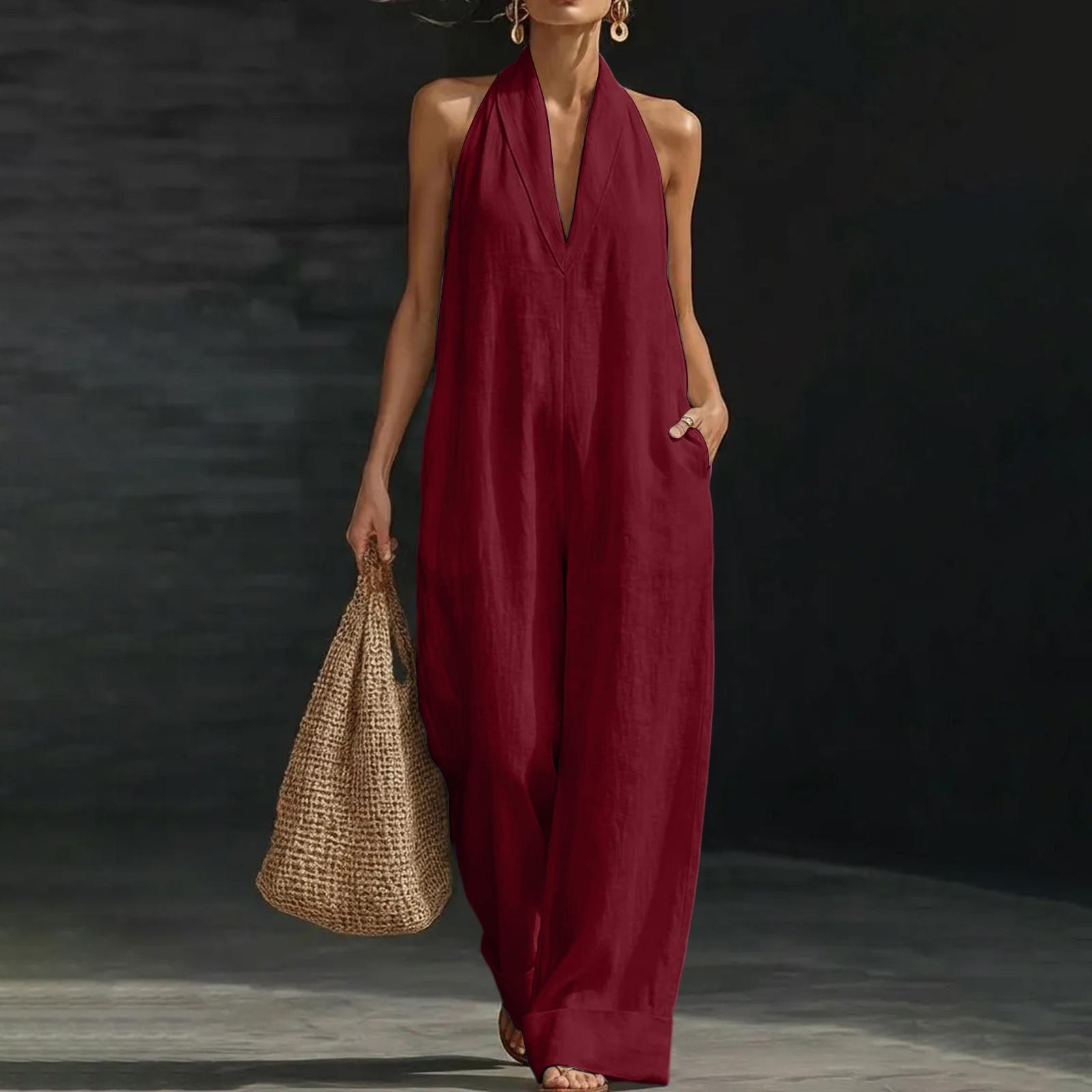 

Women s Color, Elegant And Comfortable Sleeveless Jumpsuit S винный