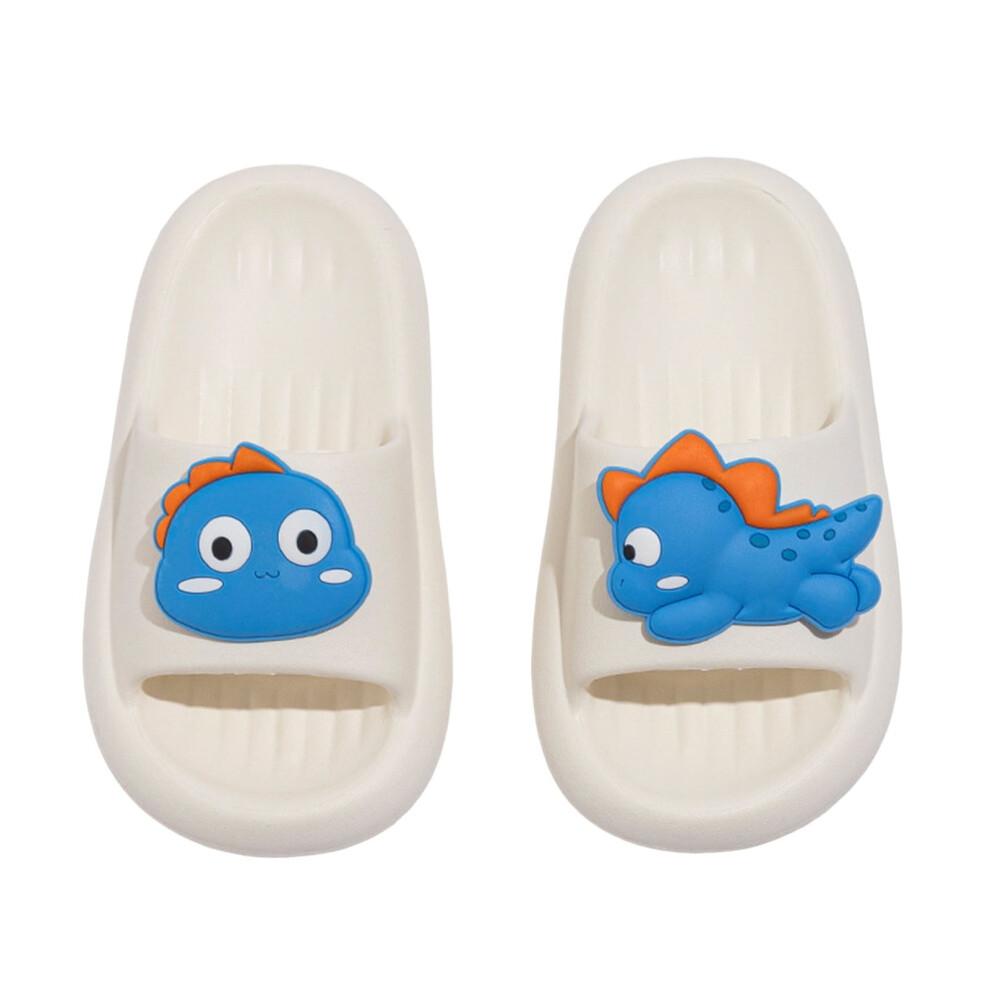 Boys Girls Slippers Summer Comfortable Cartoon Dinosaur Open Toe Non- Shoes Kids Casual Leisure Flip Flops,Blue,4.5-5 Years