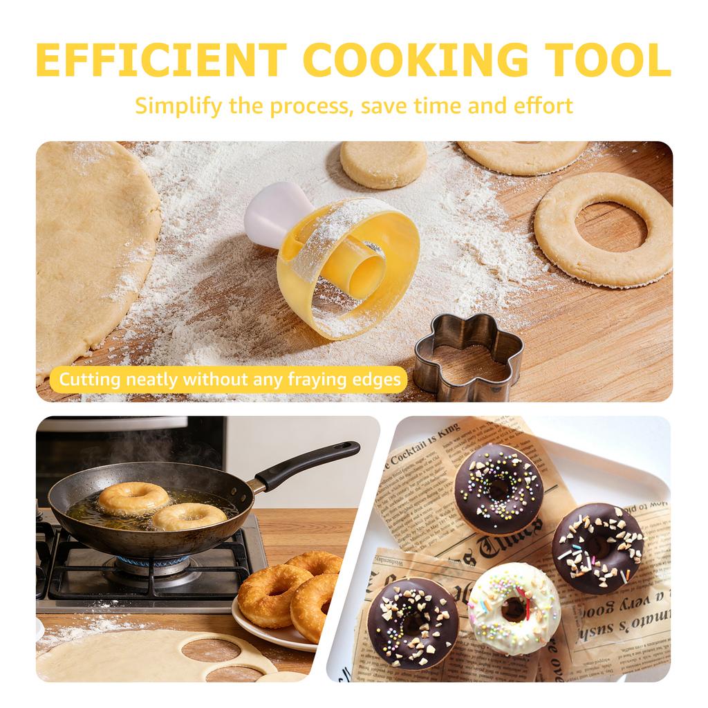 4Pcs Plastic Doughnut Cutter DIY Creative Doughnut Maker with Dipping Pliers Non Stick Donut Mould Kit for Kitchen Baking Gadget