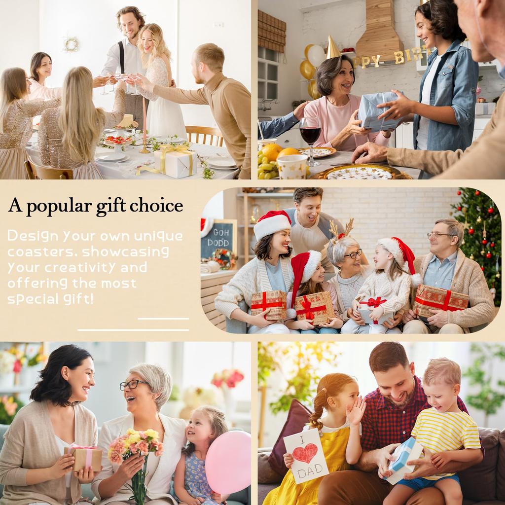 4 Pcs 4" Unfinished Wood Slice Blank Bulk Set with Foot Pad for Drinks Craft Laser Engraving Firewood Dyeing Painting Decoupage