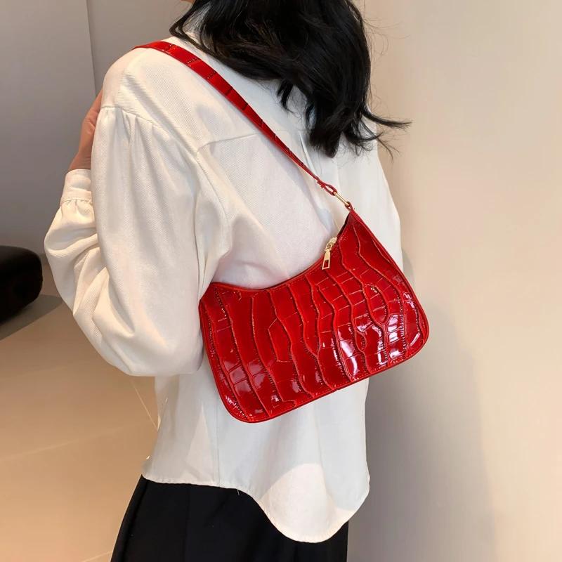 Solid Casual Shoulder Bag for Women Interior Compartment PU Sewing Bags Large Capacity