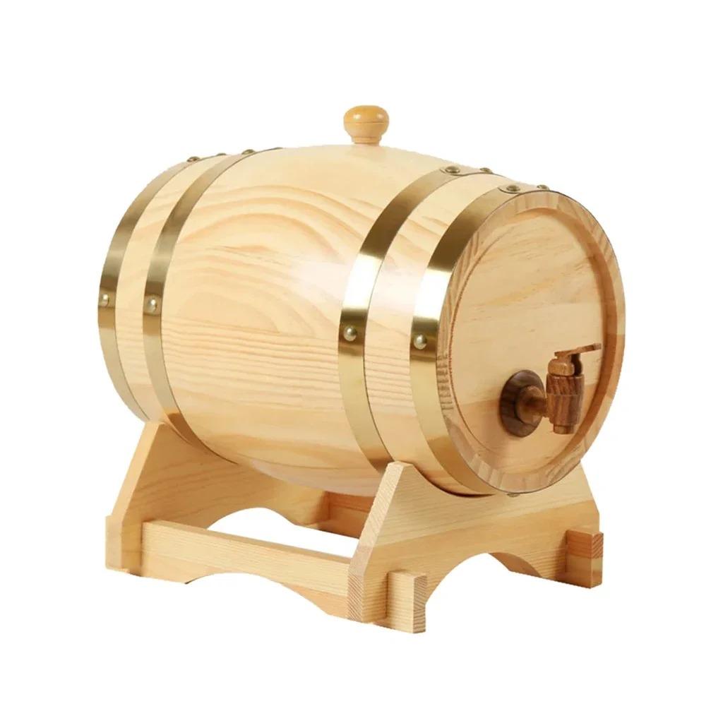 1,5 l/3 l Drewniana beczka Retro Beczka po whisky Wiadro na czerwone wino Pojemnik do przechowywania o dużej pojemności z kranem Akcesoria do wyrobu wina