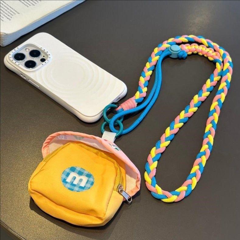 Dopamine color scheme mobile phone case lanyard adjustable messenger portable pendant storage bag multi-functional anti-lost lanyard female