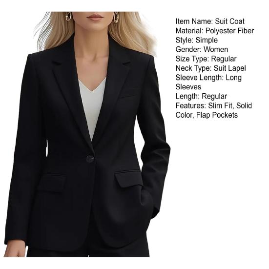 Høsttekstur Dressjakke Revers Langermet Enkelknapp Dressjakke med klafflommer Ensfarget Business Yttertøy