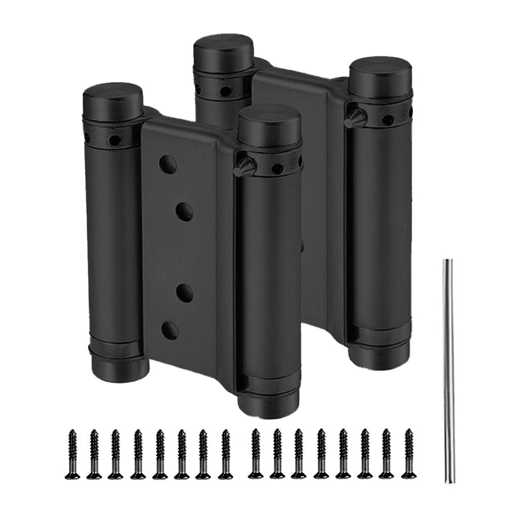 2pcs 3 Inch Double Action Spring Door Hinges Stainless Steel Self-Closing Two-Way Door Swing Hinge Adjustable Tension Heavy Duty