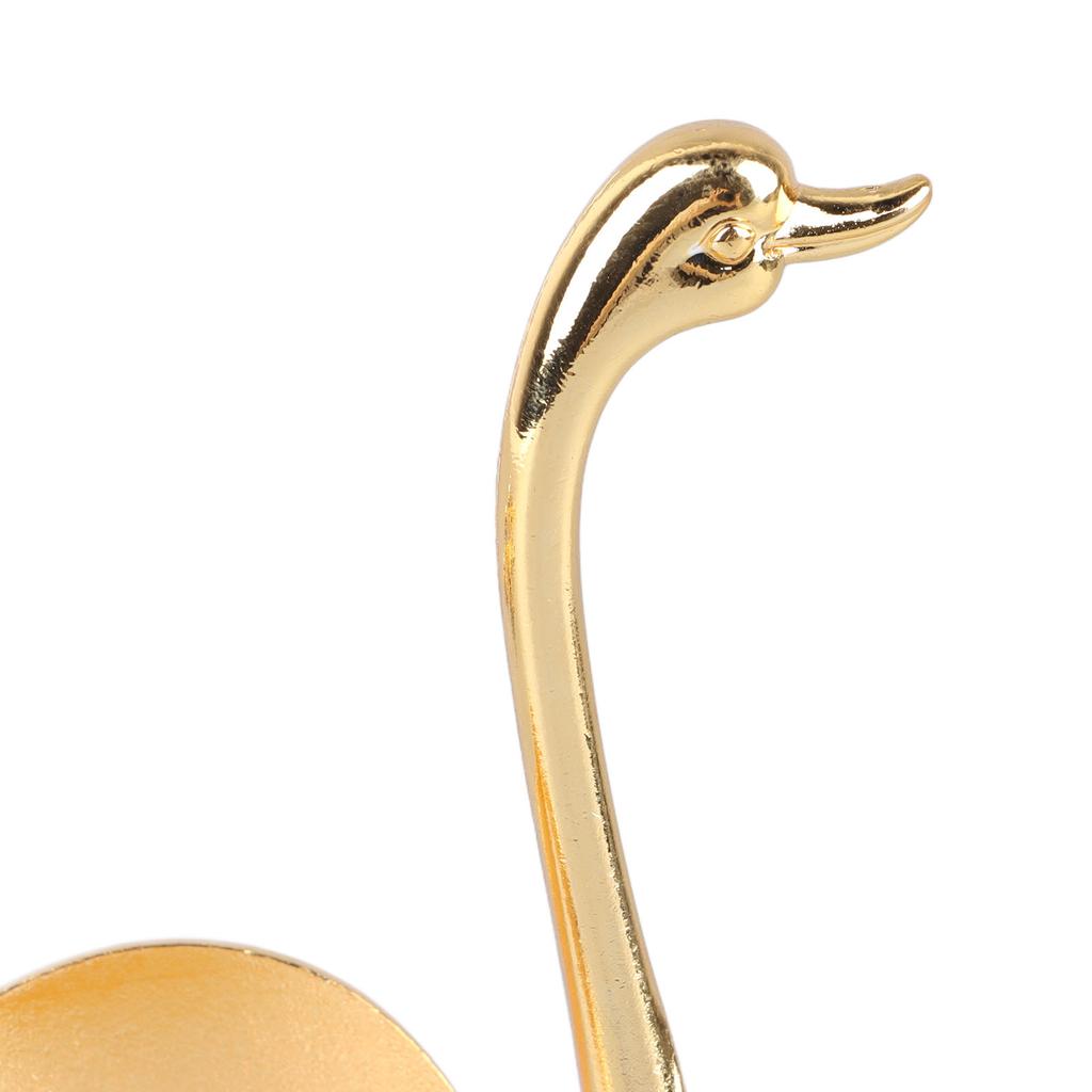 Coffee Spoon Holder Elegant Swan Shaped Alloy Mirror Polish Rich Details Coffee Stirrers Holder for Party Cafe Office Gold Holder with Spoon