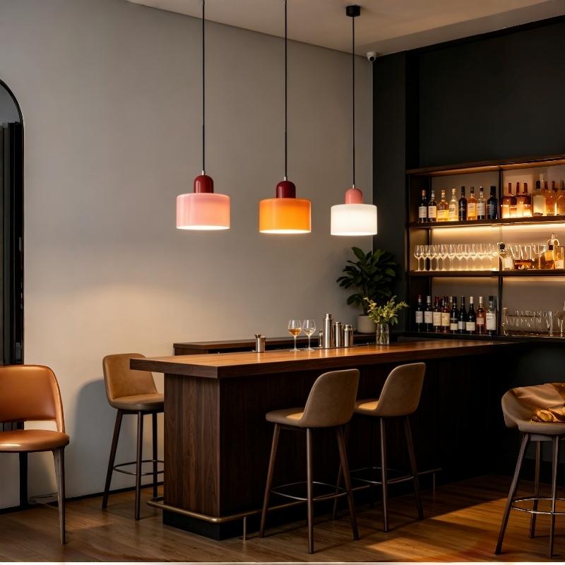 Vintage Colorful Glass Pendant Light E27 Metal Base Hanging Lamp for Dining Room Cafe Bar Decor