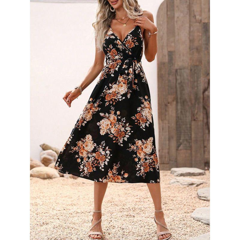 Summer New Arrival Women's Clothing Fashion Style Classy Temperament-Shaping Color Sexy V-neck Silm Sling Dress Sleeveless Skirt