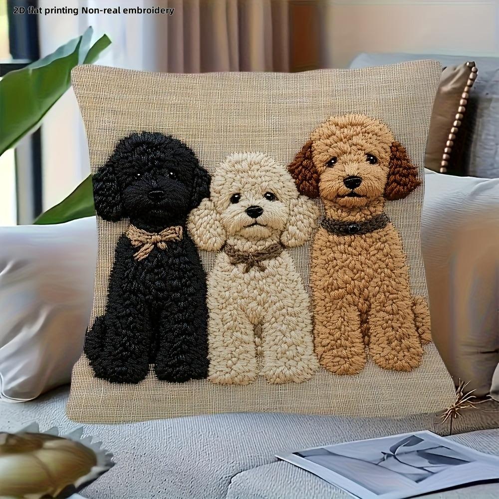Entzückendes 2D-Flachdruck-Nicht-echtes gesticktes Hundekissenbezug Sofakissenbezug, Heimzimmer Schlafsaaldekoration, 2D-Druck