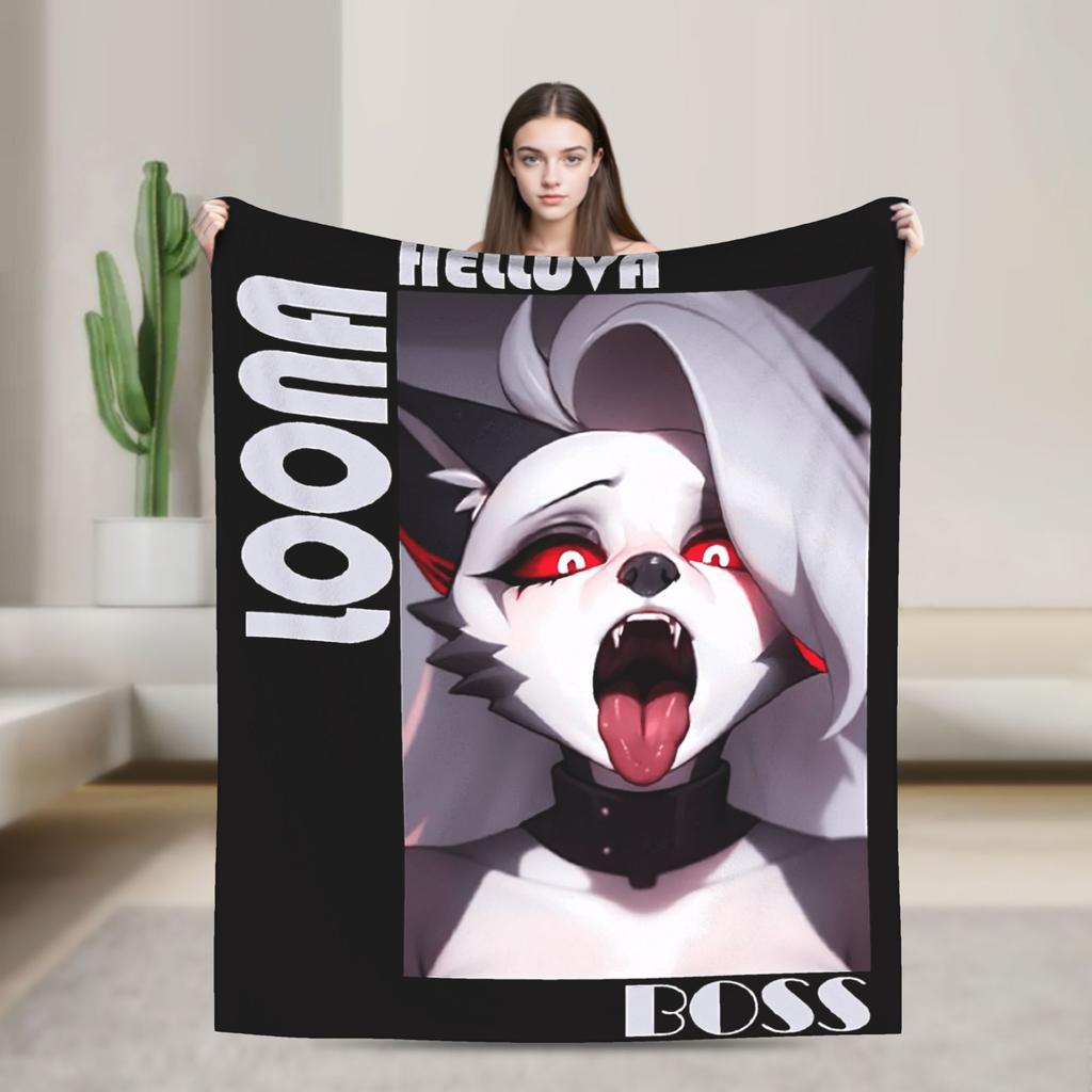Soft Warm Blanket Decorative Helluva Boss Loona Throw Blanket  Flannel Bedspread For Outdoor Aesthetic Sofa Bed Cover