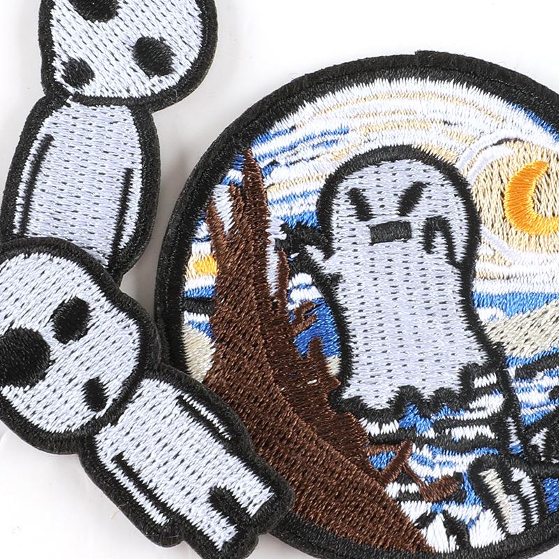 Totenkopf Geist Stickerei Aufkleber Patch: Bekleidungs- & Schuhzubehör