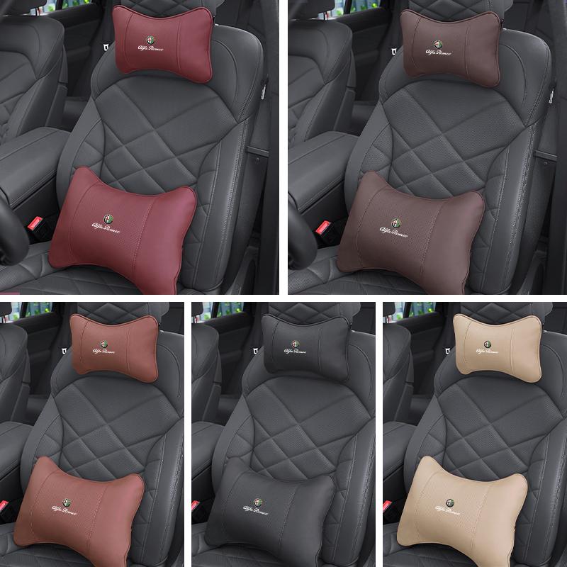 For Alfa Romeo Leather Car Seat Headrest For Alfa Romeo 4C 159 166 Spider Giulia 147 GT Memory Foam Comfort Pillow High-quality 