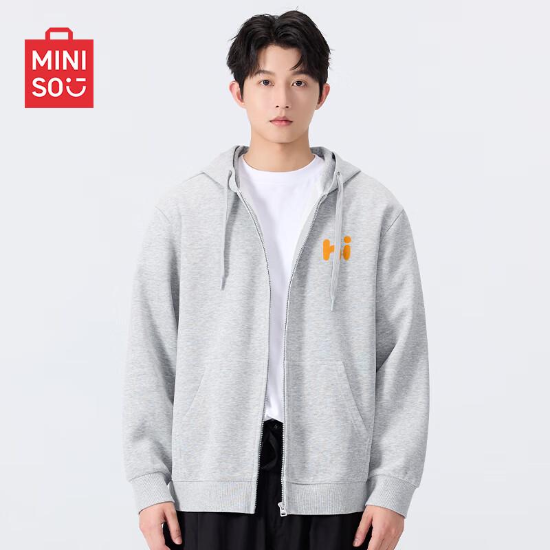 MINISO Men's Heavyweight Hooded Zip-Up Sweatshirt