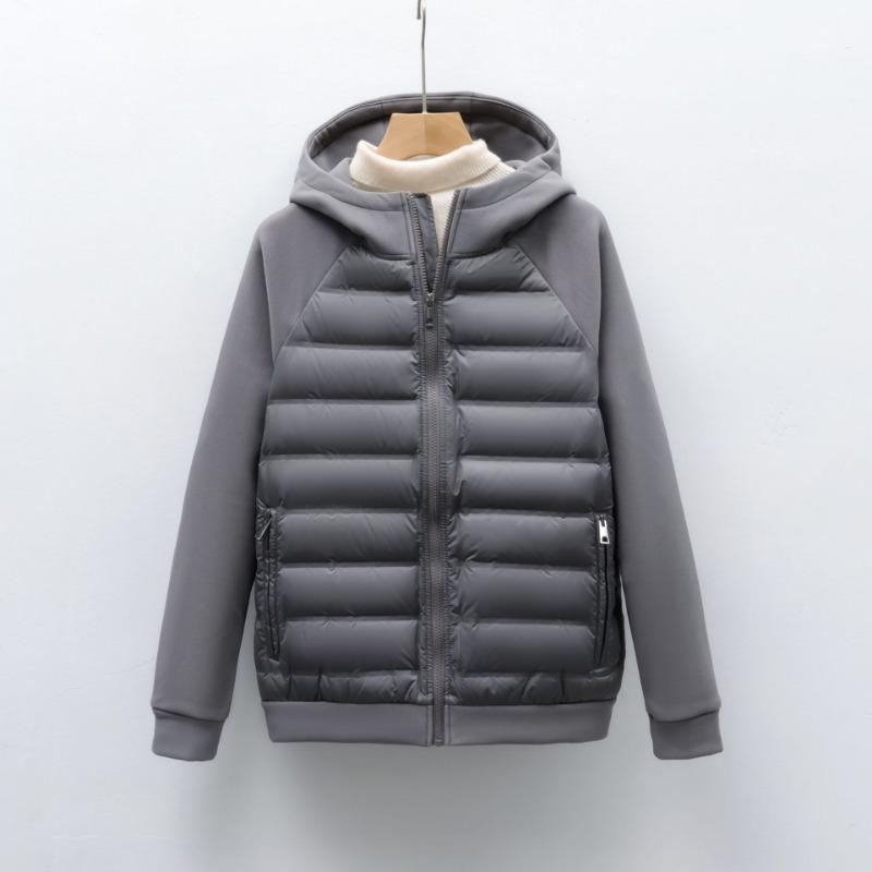 

Down jacket new national standard 90 down casual splicing versatile hooded seamless pressing glue men and women light and warm 4XL