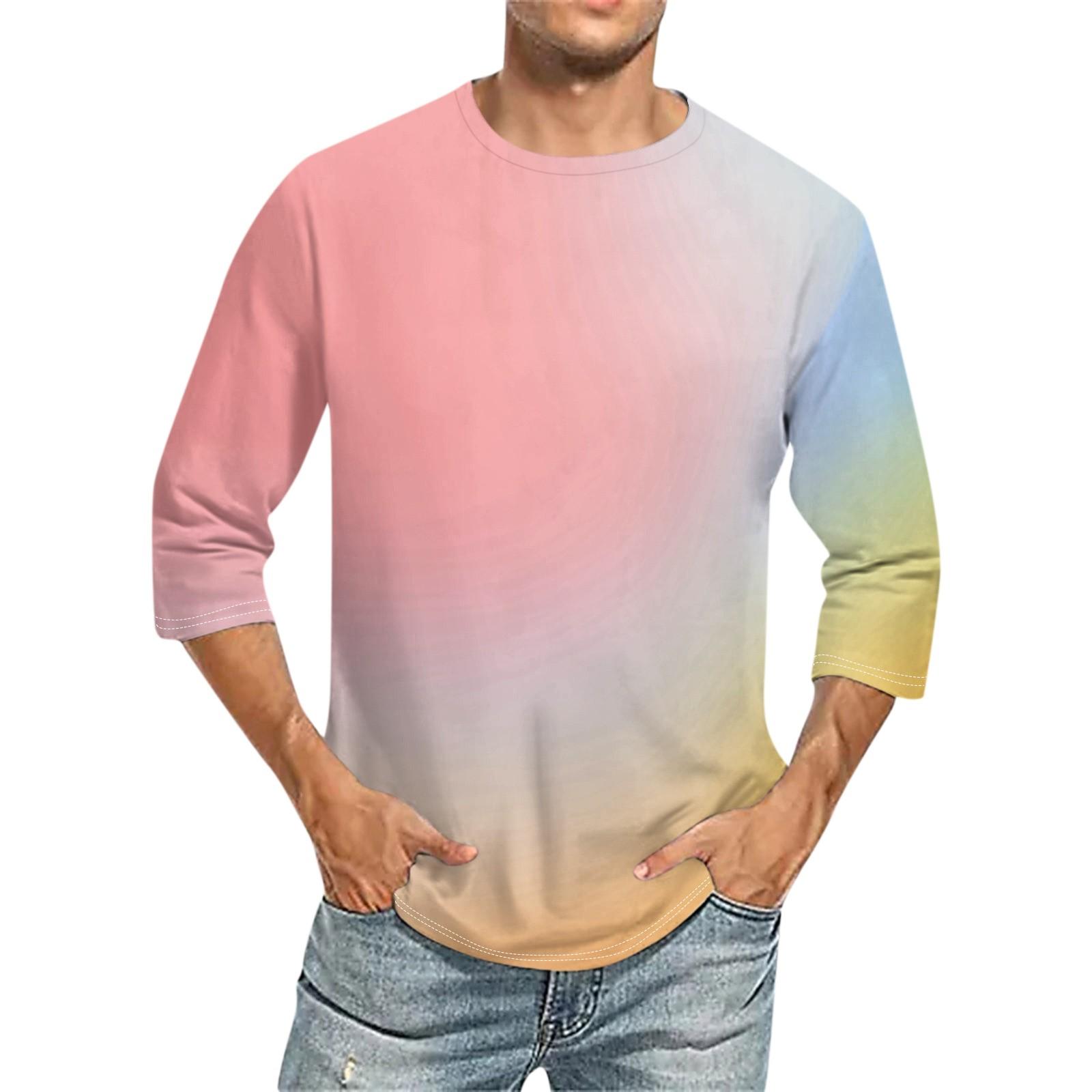 

Мужская однотонная футболка с круглым вырезом и рукавами три четверти XL жёлтый