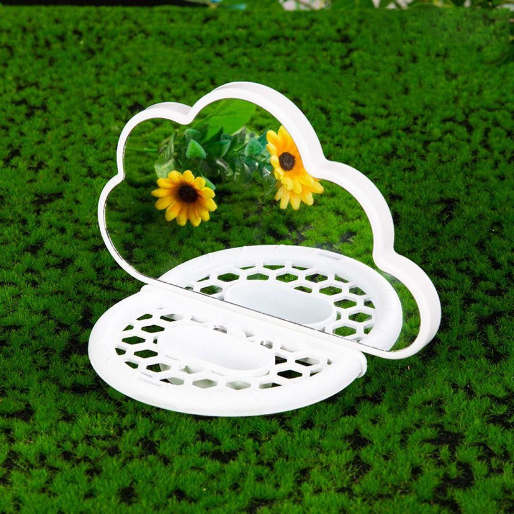 Multifunctional Clouds Shape Bird Mirror Save Space Sturdy Bird Perch Stand with Feeding Box Parrots Feeders Rest Platform