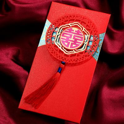 Czerwona koperta Atrakcyjne, idealne prezenty Papierowe wykwintne frędzle Czerwona kieszonka na szczęście