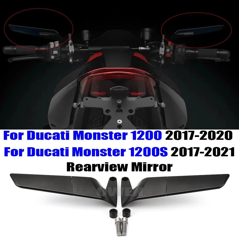 

Monster1200 2017-2020 Motorcycle Mirrors Adjustable Sports Wind Wing Rear View Mirror Monster1200S 2017-2021 A