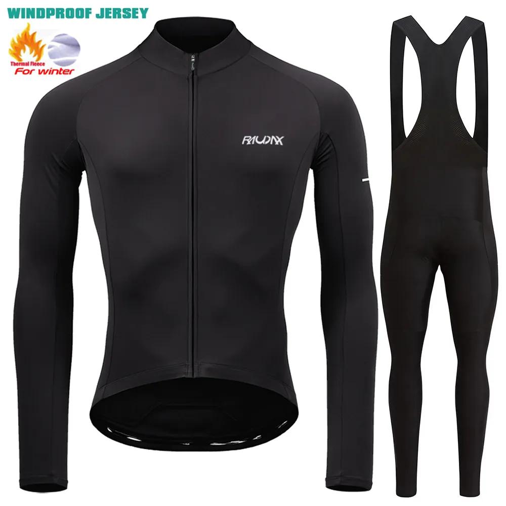 RAUDAX 2024 Man's Winter Cycling Clothing Long Sleeves Thermal Fleece Cycling Jersey Set Outdoor Keep Warm Road Bike Sportswear