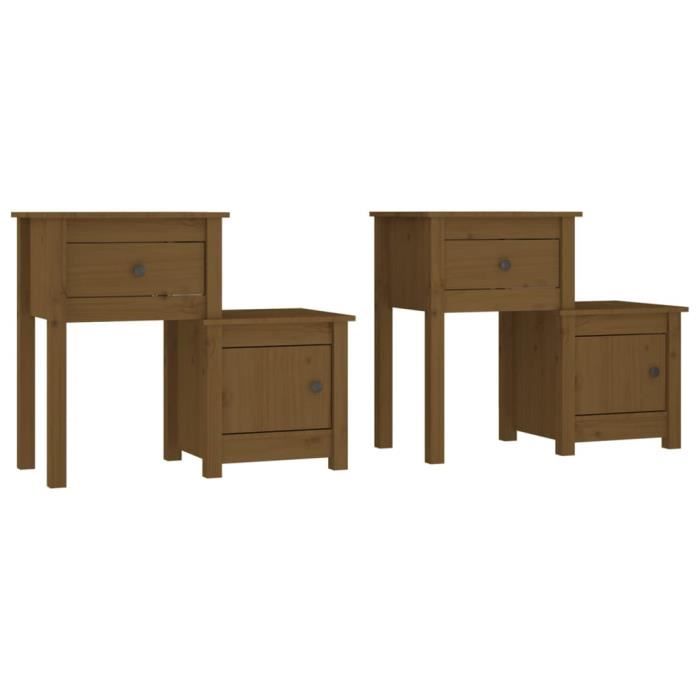 VidaXL Bedside Tables 2 Pcs Honey Brown 79.5x38x65.5 Cm Solid Pine 814546