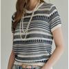 Maxza Mix Pattern Stripe Short Sleeve Knit