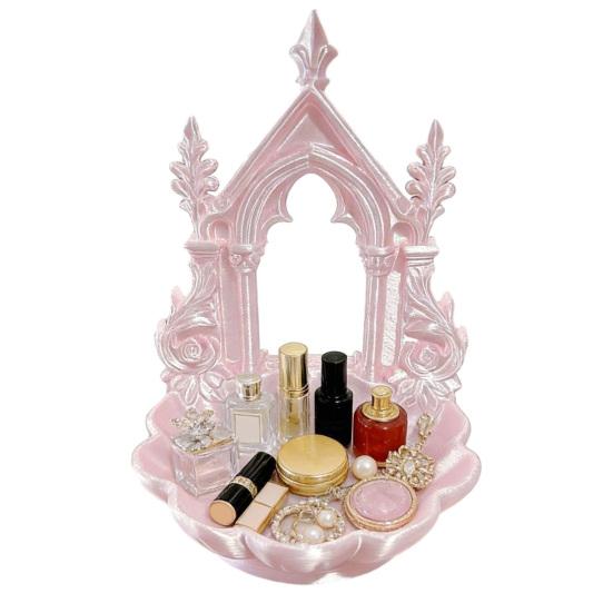 Pearlescent Jewelry Holder Texture Tray, Gothic Retro Arch Design Organizer, Tray 3D Printed Storage Box for Rings Earrings Bracelets Multi-color