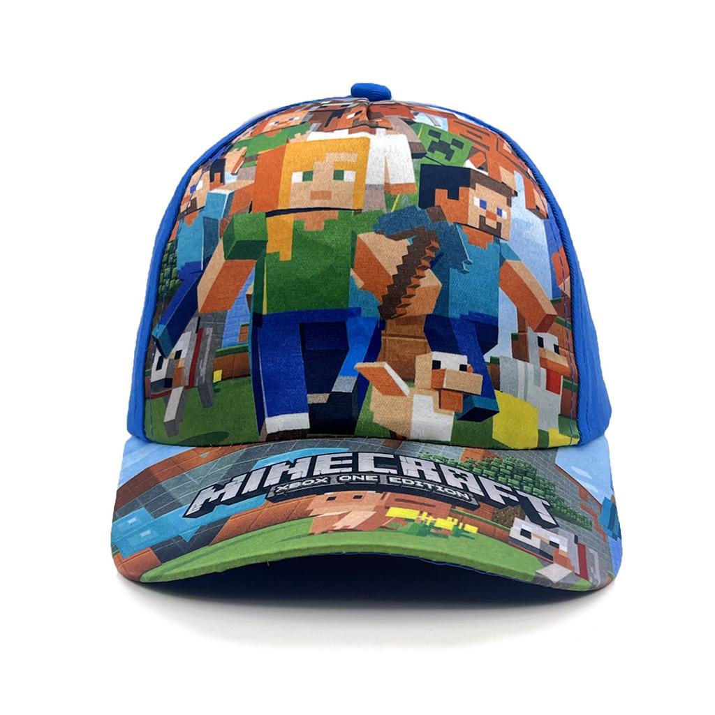 Minecraft Kids Pattern Sun Protection Cap With Round Top For Summer Casual