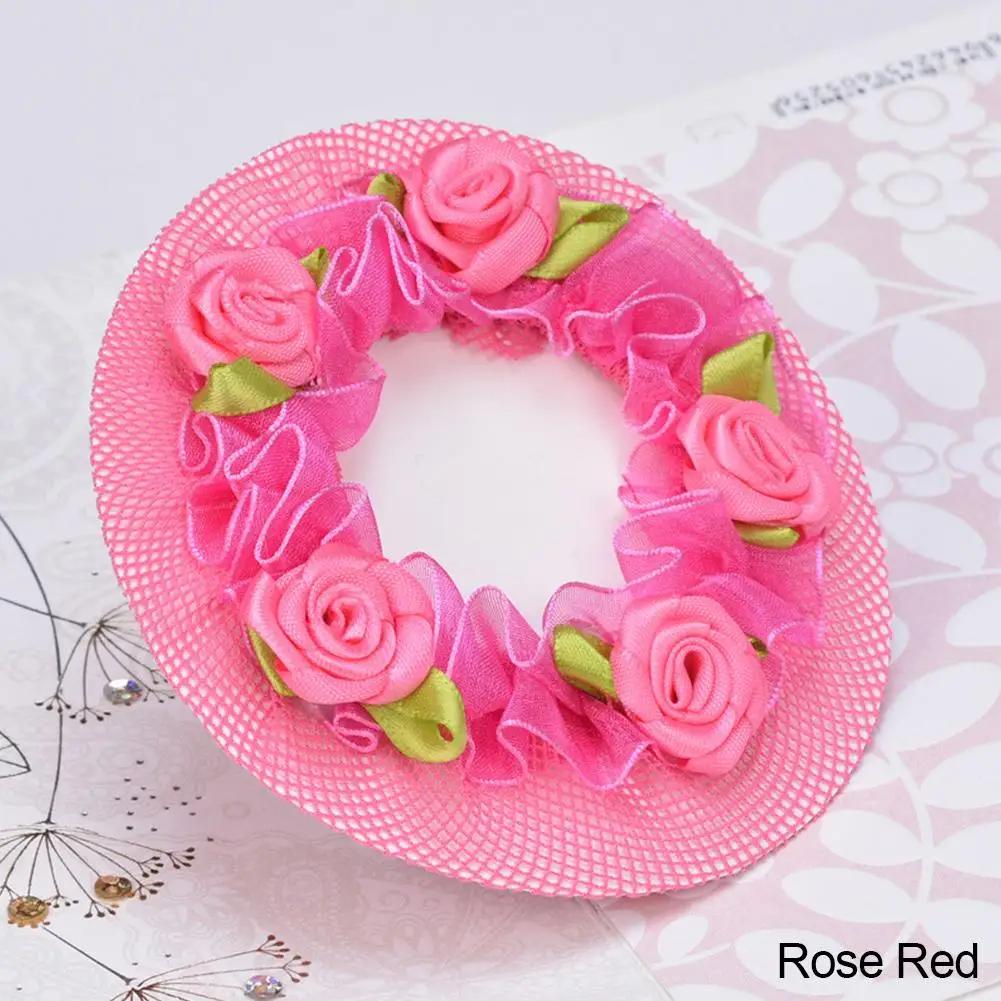 Women Girl Bun Cover Snood Hair Net Hair Nets Latin Ballet Dance Crochet Snoods Accessories With Flower