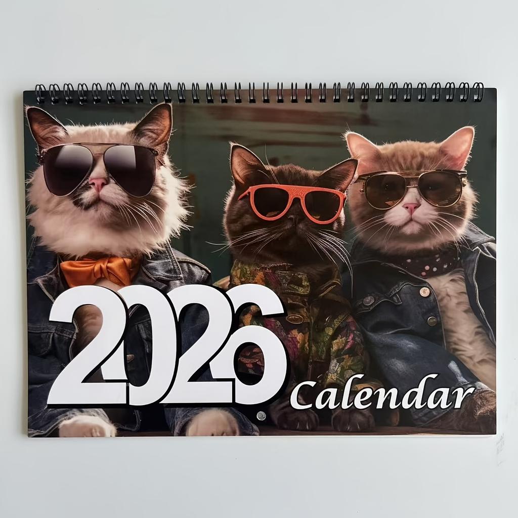 2026 Hip Cat Wall Calendar 3 Cool Cats In Sunglasses Trendy Attire Must Have for Cat Lovers Perfect Gift and Home Decor