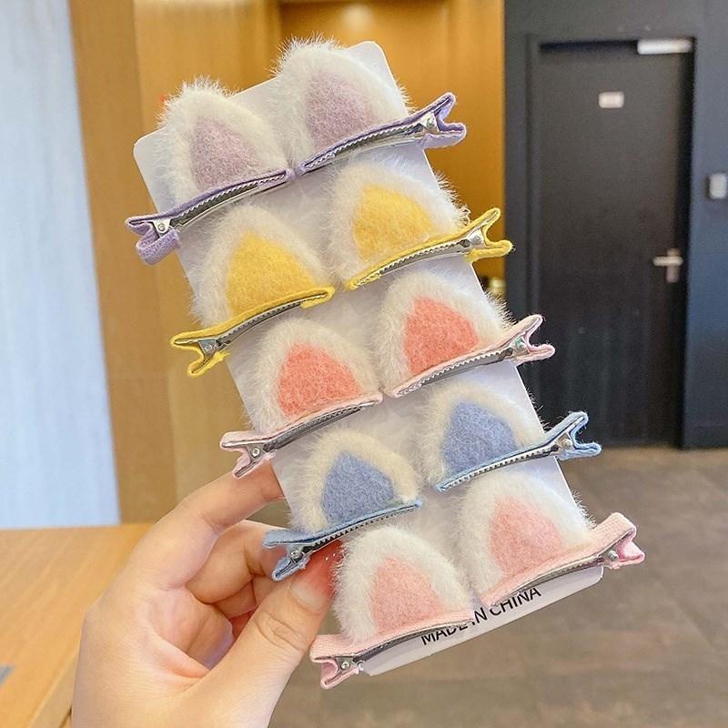 1 Pair Women Plush Hair Clip Fashion Colorful Cat Ear Hairpin Female Small Hair Clip Girls Hair Accessories