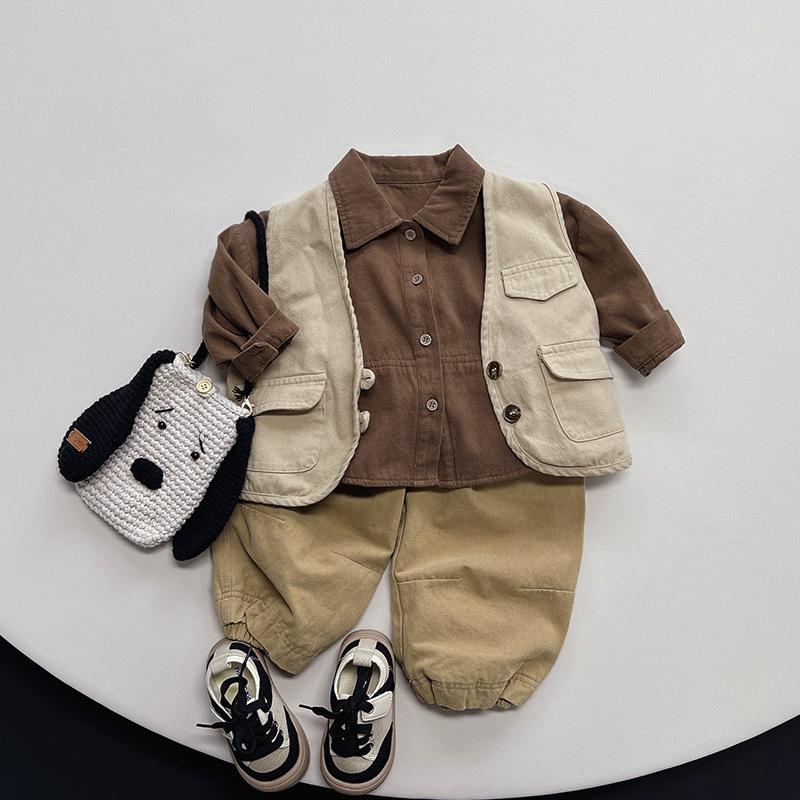 Jungenhemd Kinder Koreanische Waldserie Vielseitiges Trendiges Oberteil Mädchen Freizeitjacke Kinderbekleidung