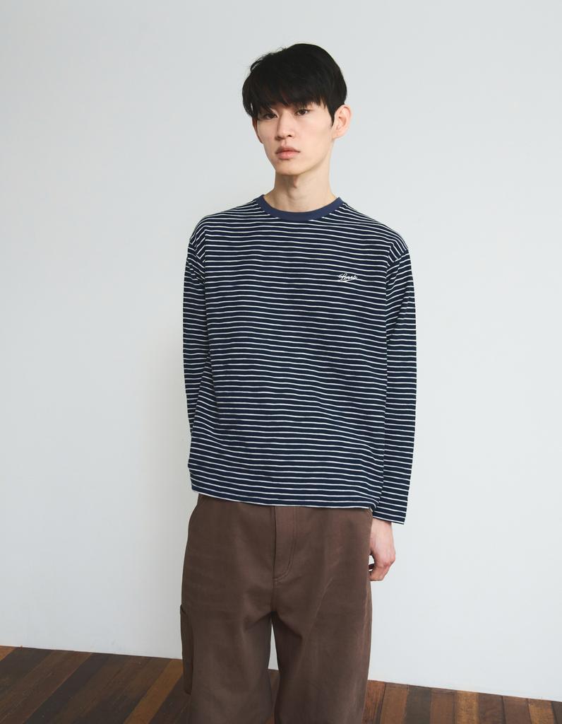 LORES Textured Striped L/S Tee - Navy