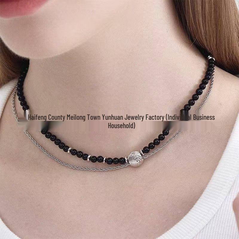 Нишевая Дизайнерская Регулируемая Двухслойная Цепочка-Ожерелье для Свитера с Бусинами