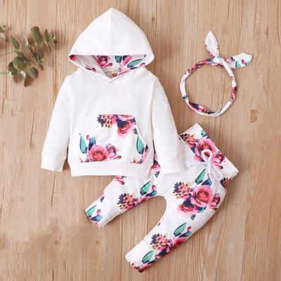 Autumn and Winter Baby Girls' Hooded Sweater Set Hair Accessories