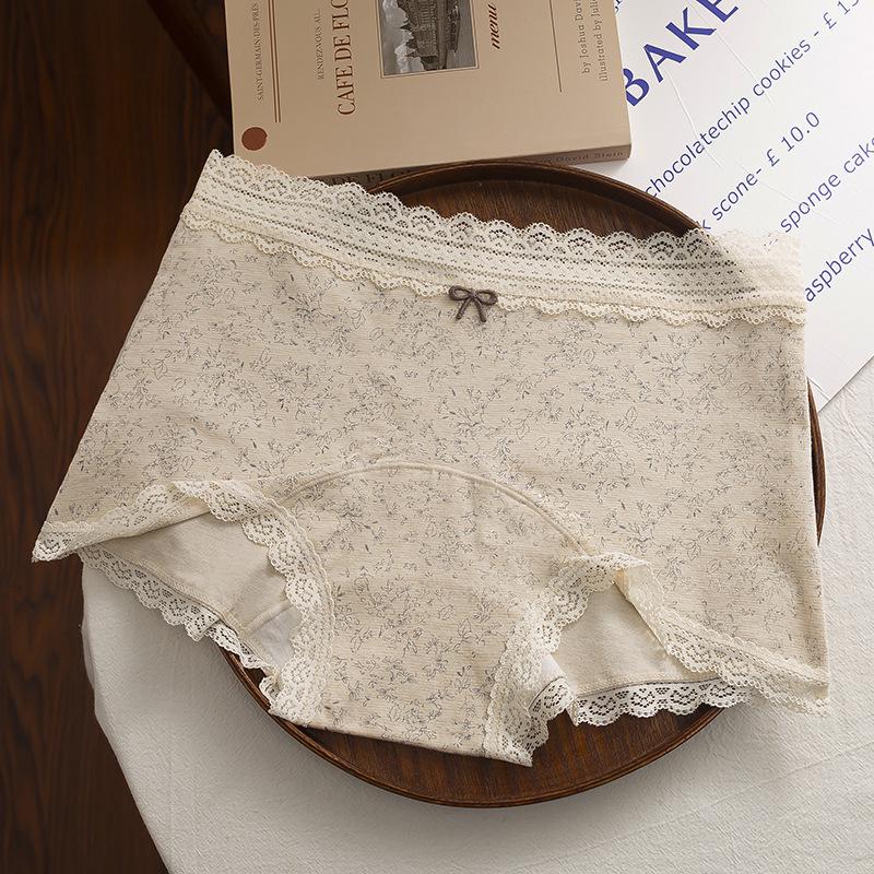 Women's Retro Floral Print Mid-Waist Boxer Briefs with Antibacterial Cotton Crotch