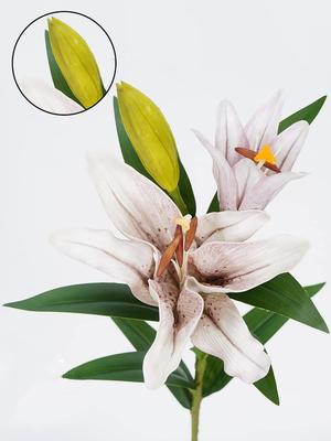 3 Stück Künstliche Lilien Künstliche Lilienblüten 3 Köpfe/Bund Langer Stiel 1 Vollblühende Lilie & 2 Lilienknospen für Zuhause Hotel Blumengesteck Partydeko