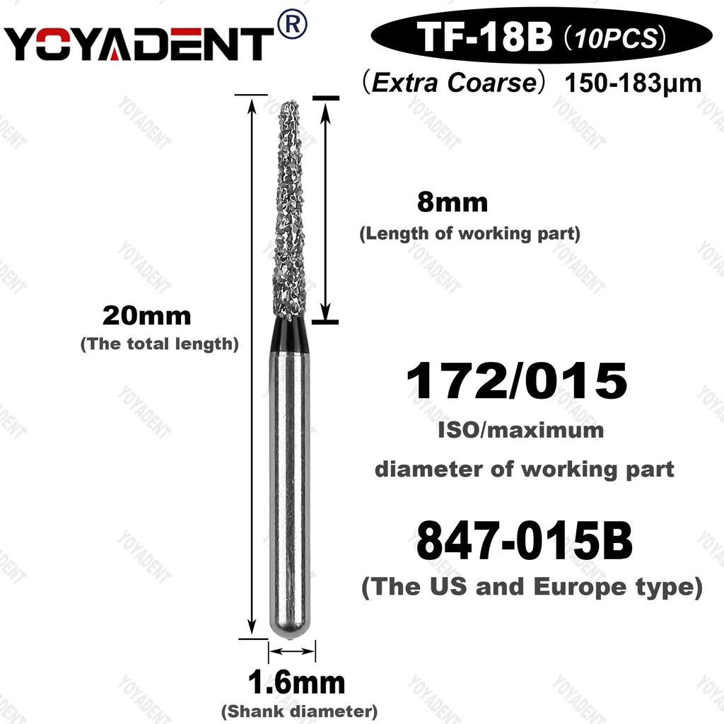 TF Type Extra Coarse Dental Bur Diamond Burs Dentistry Drills Dia.1.6mm For High Speed Turbines Dentist Grinding Tool 10pcs/Pack