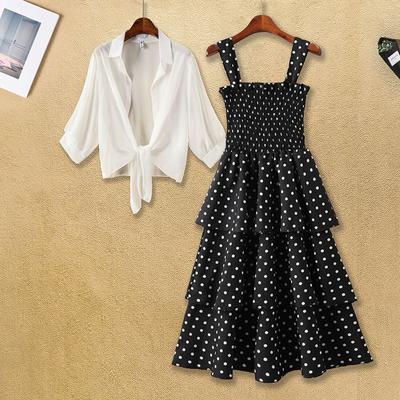 Dot Sling Mid-length S-XXXXL Women's Summer Dress Chiffon Vacation Sandy Beach Daily Wear Sundress