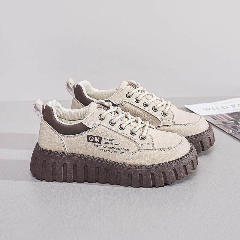 2024 Autumn White Korean-Style Women's Running Shoes with Thick Soles, Model XQ229
