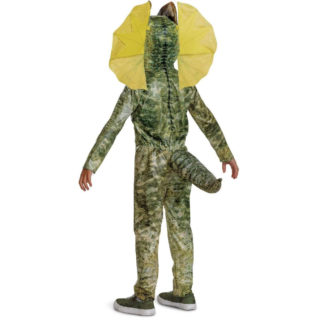 Dilophosaurus Costume for Kids, Official Jurassic World Jumpsuit and Headpiece Extra Small (3T-4T)
