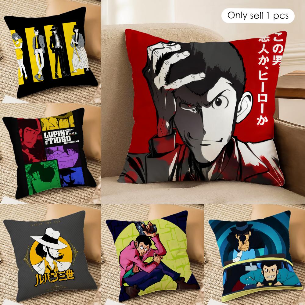 AArsene Lupin The Third Cushion Cover Silky Short Plush Invisible Zipper Dustproof Sofa Pillow Case for Home Decor