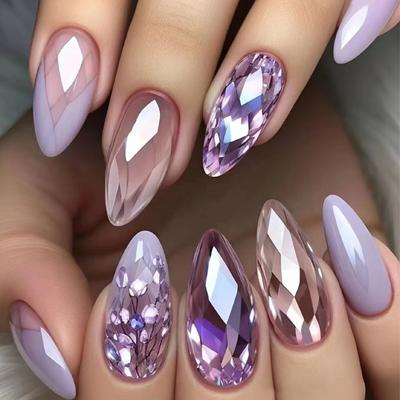24 Stück Unregelmäßige künstliche Nägel, abnehmbares Nagelkunststück, europäisches und amerikanisches Nagelstück, langes Nagelpflaster, 24 Stück