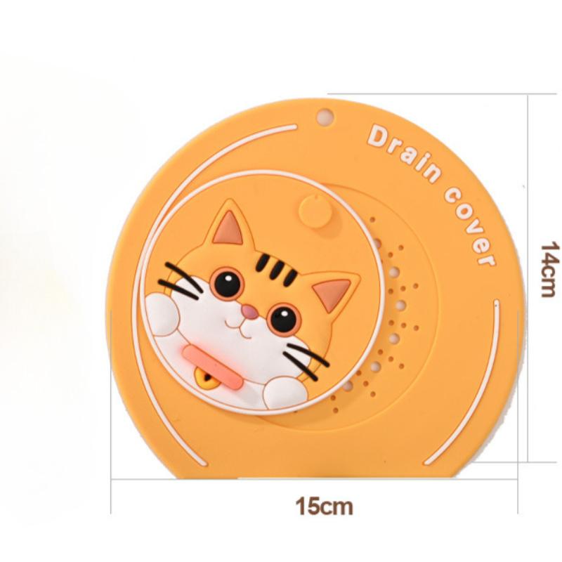 Rotating Cat Silicone Drain Cover For Bathroom And Kitchen Sink Odor Proof Floor Drain Stopper With Hanging Hole